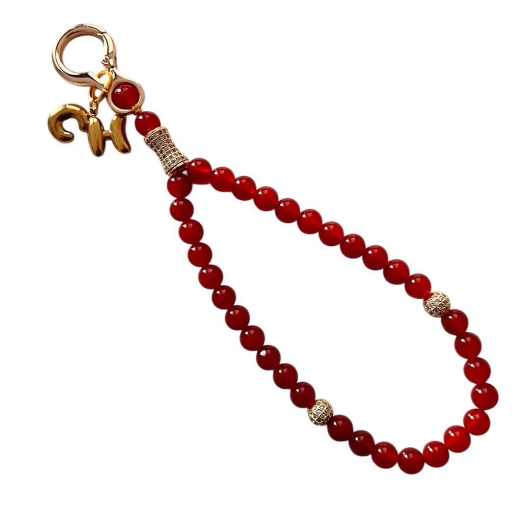 Monogram Carnelian 33 Bead Meditation Loop Wristlet