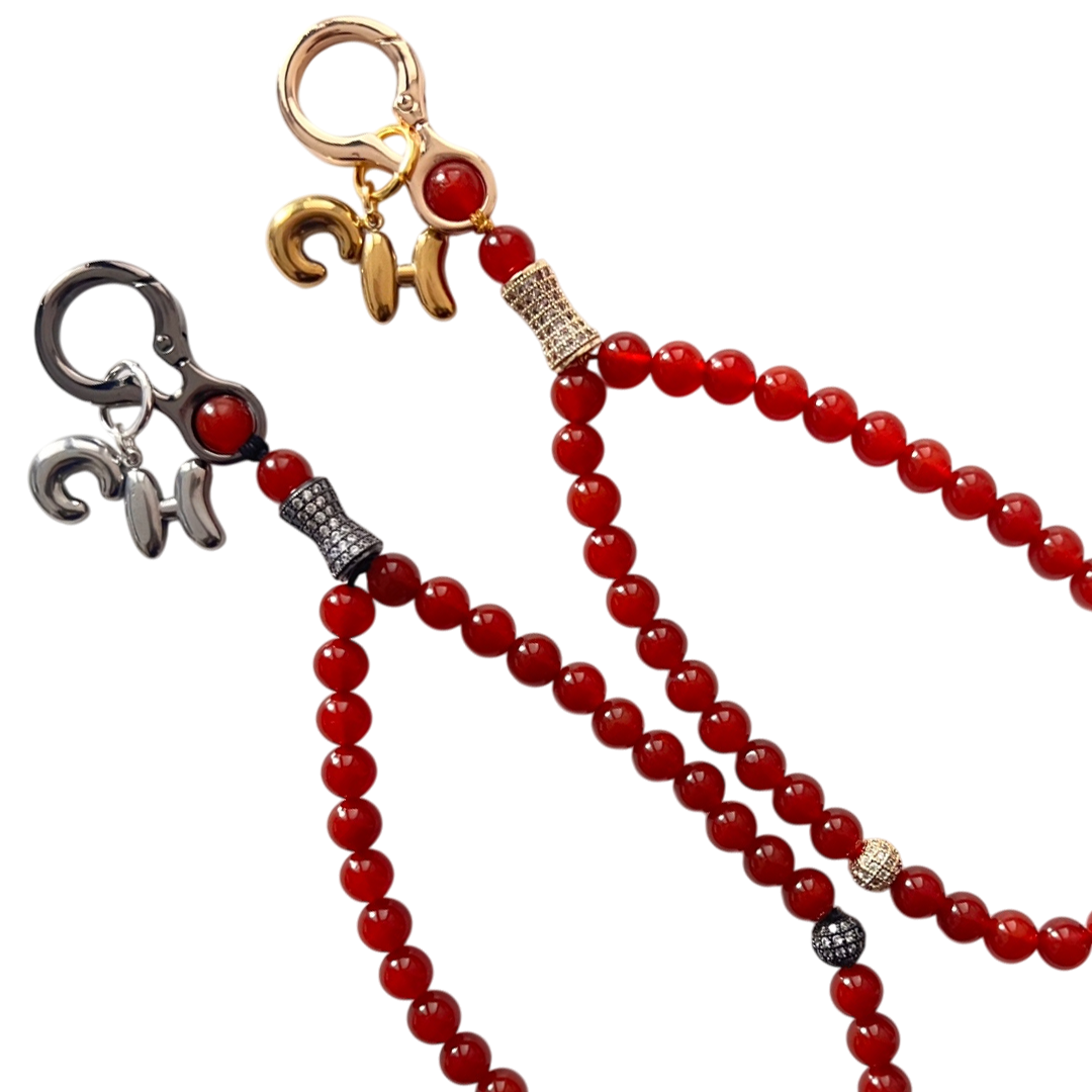 Monogram Carnelian 33 Bead Meditation Loop Wristlet