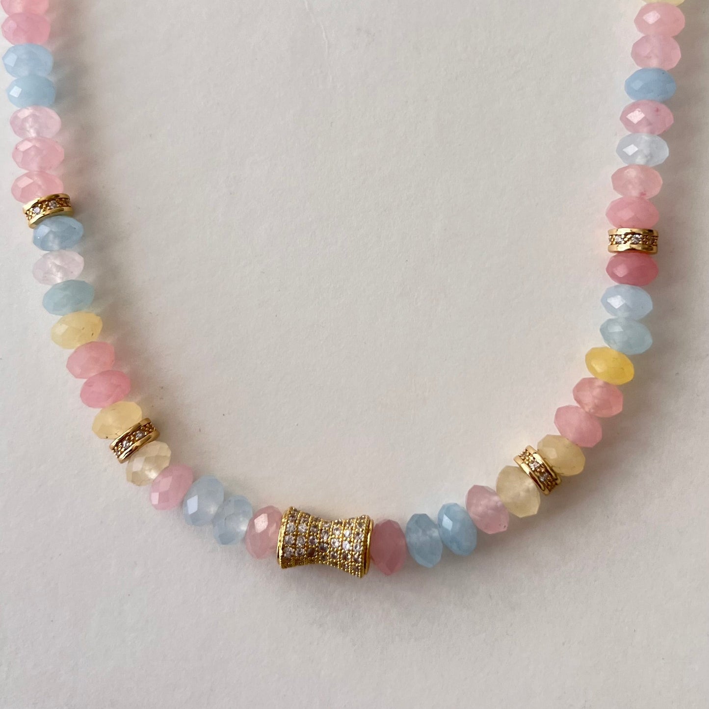 Faceted Natural Morganite Bead  Necklace- LUXE BLOOM