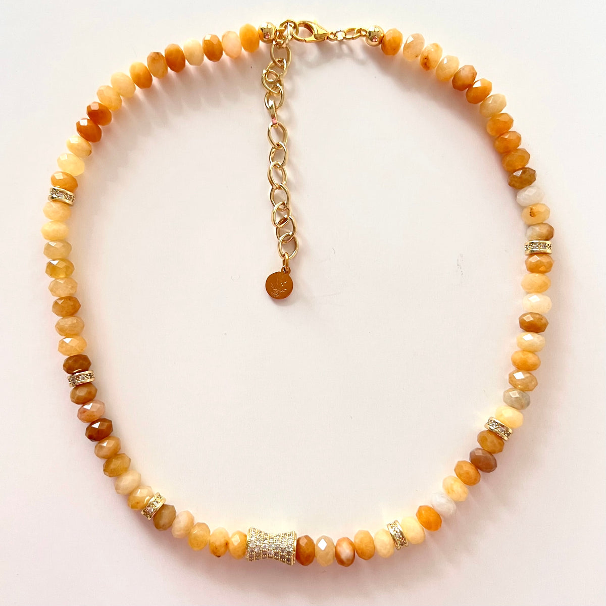 Faceted Yellow Jade Bead  Necklace- CORE BLOOM