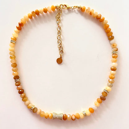 Faceted Yellow Jade Bead  Necklace- CORE BLOOM