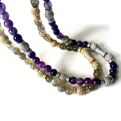 Natural Labradorite 'Echoes' Bead Necklace - Cosmic Splendor Collection
