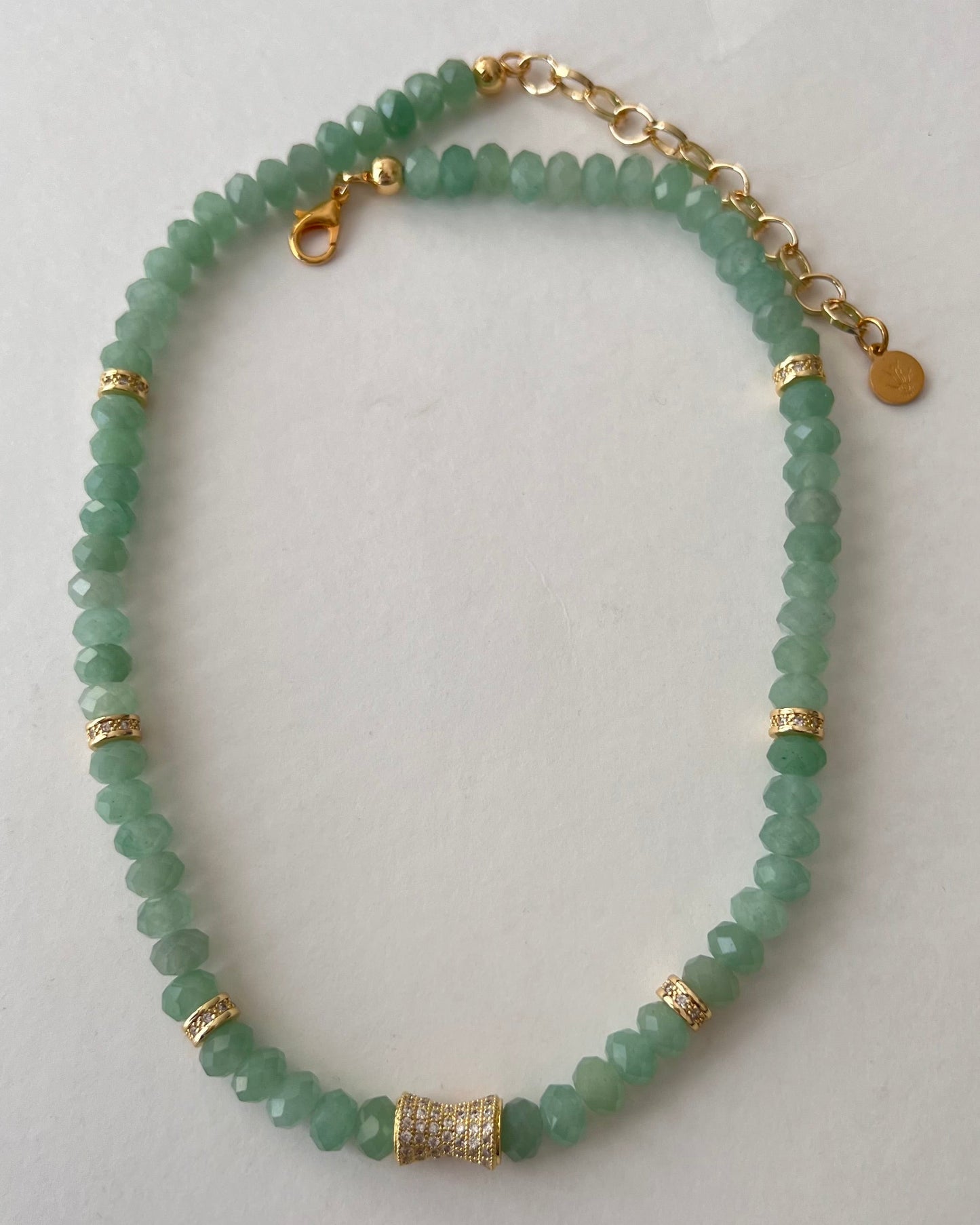 Faceted Green Aventurine Bead  Necklace- CORE BLOOM
