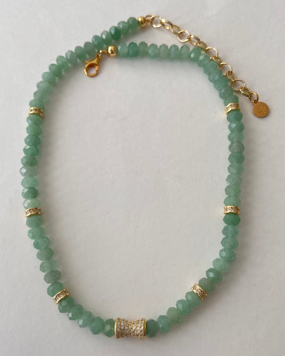 Faceted Green Aventurine Bead  Necklace- CORE BLOOM