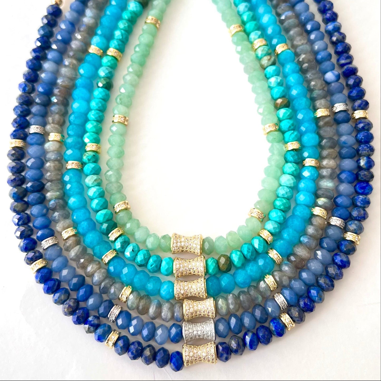 Faceted Labradorite Bead  Necklace- LUXE BLOOM