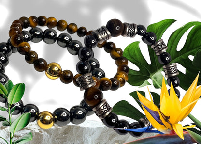 Onyx Gold Bead Men Bracelets
