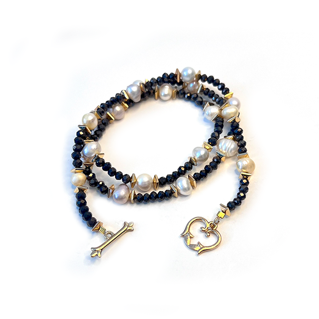 Hematite Pearl Wrap Bracelet