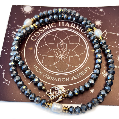 Hematite pearl wrap bracelet