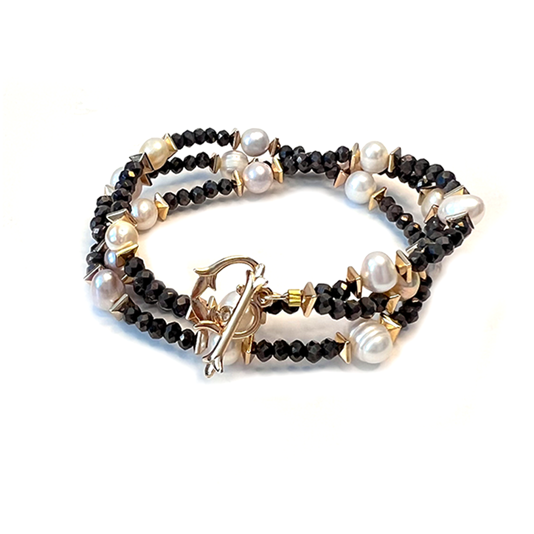 Hematite Pearl Wrap Bracelet