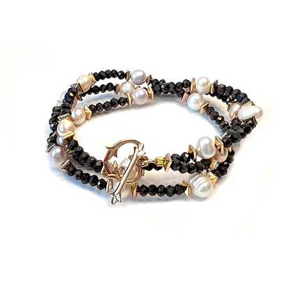 Hematite Pearl Wrap Bracelet