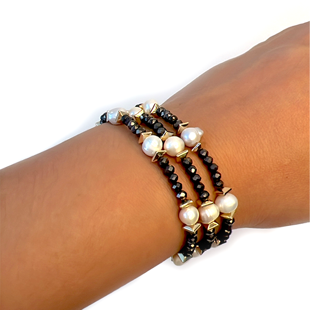 Hematite Pearl Wrap Bracelet