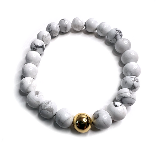 Howlite Gold Bead Sun Bracelet