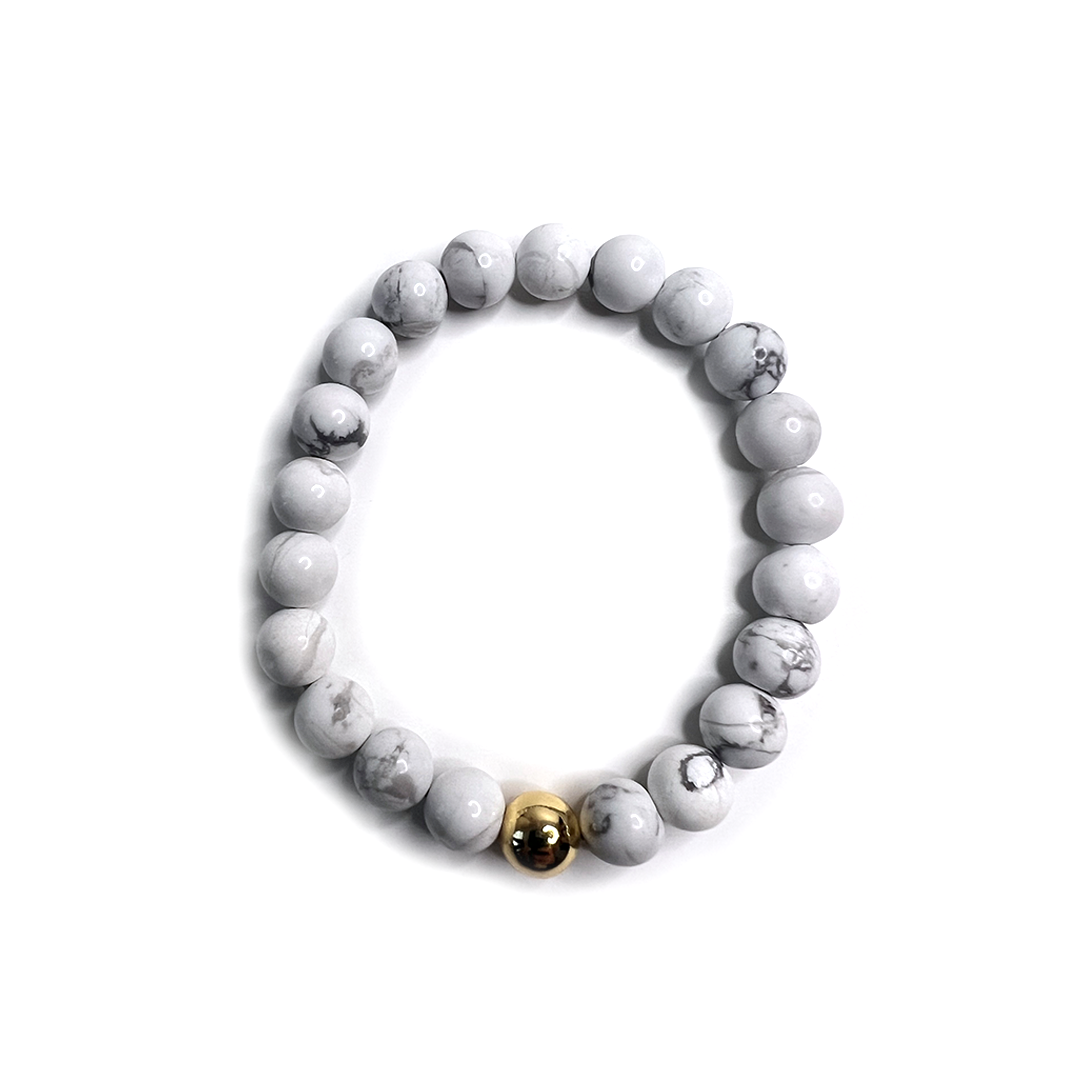 Howlite Gold Bead Sun Bracelet