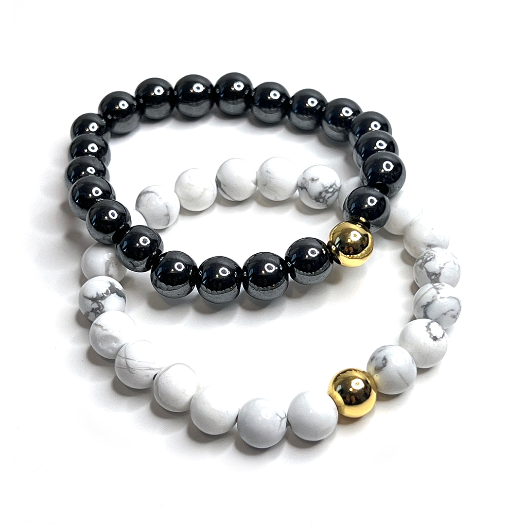 Howlite Gold Bead Sun Bracelet