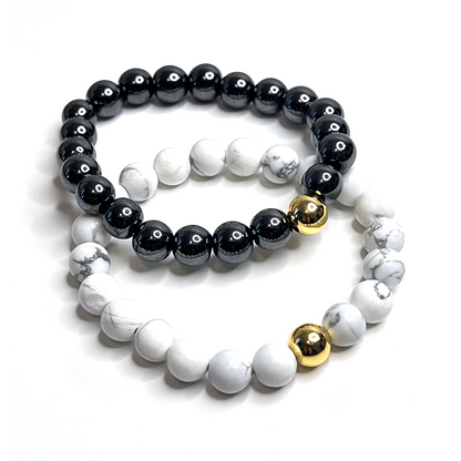 Howlite Gold Bead Sun Bracelet