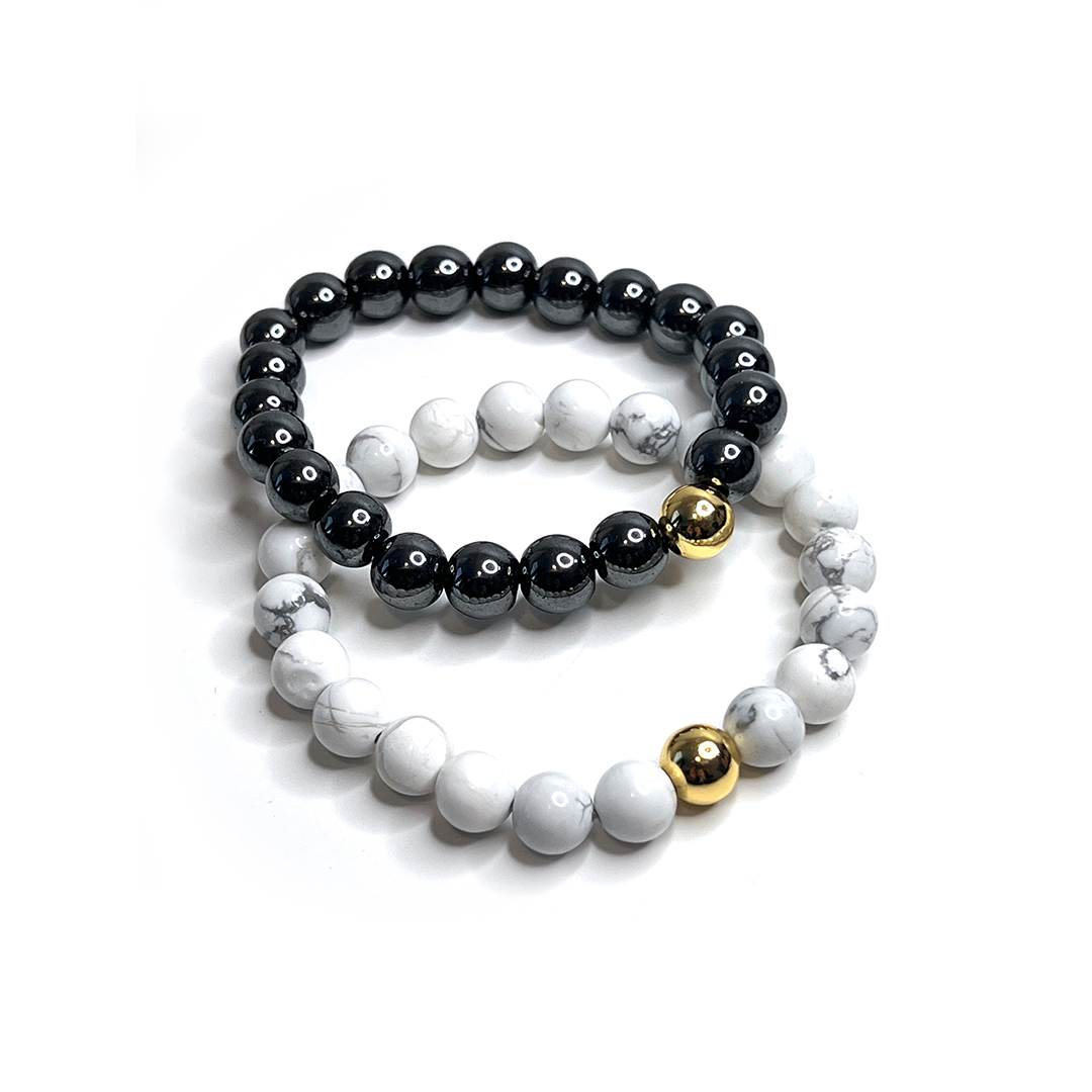 Howlite Gold Bead Sun Bracelet