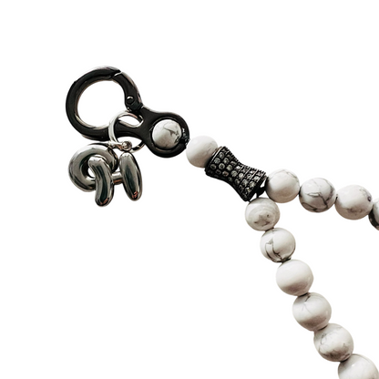 Monogram Howlite 33 Bead Meditation Loop Wristlet