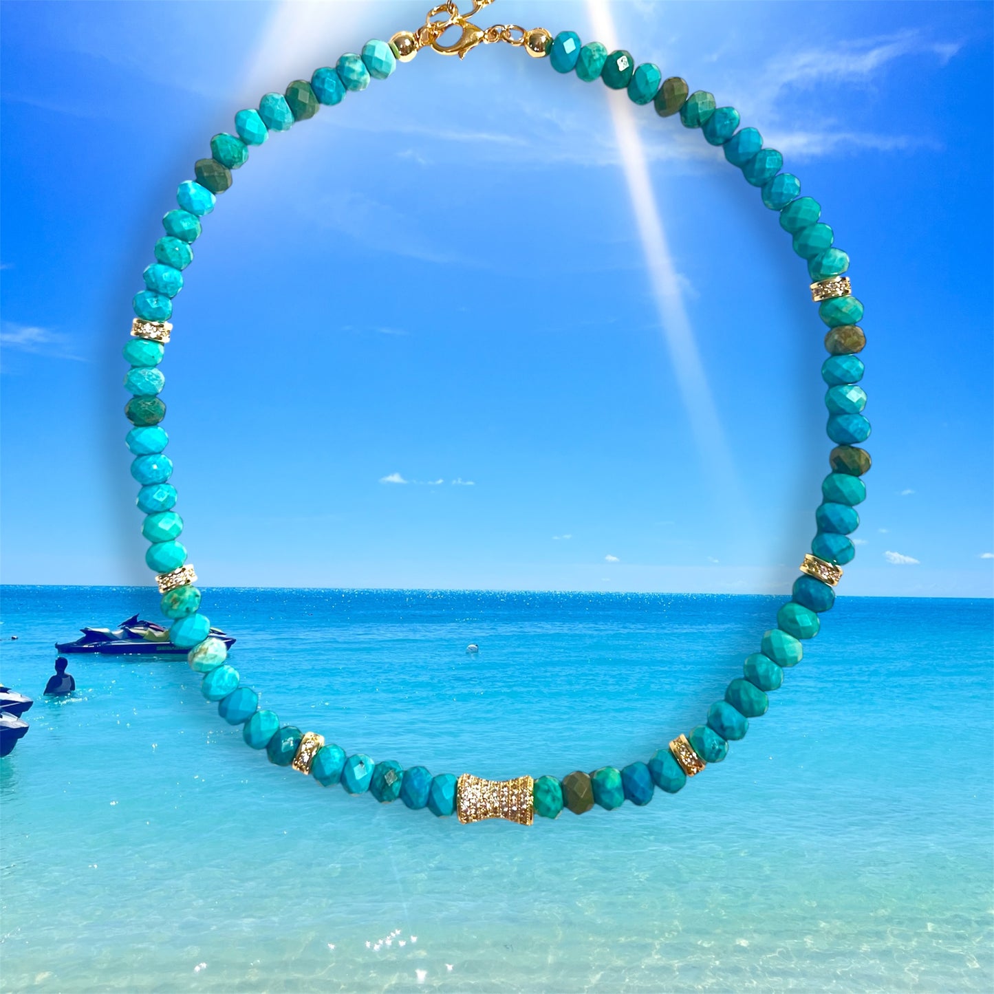 Faceted Turquoise Bead  Necklace- BLOOM COLLECTION