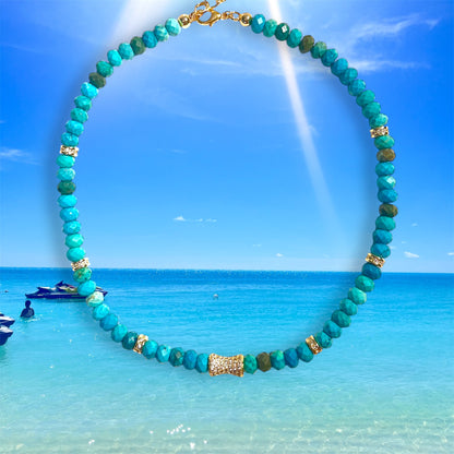Faceted Turquoise Bead  Necklace- BLOOM COLLECTION