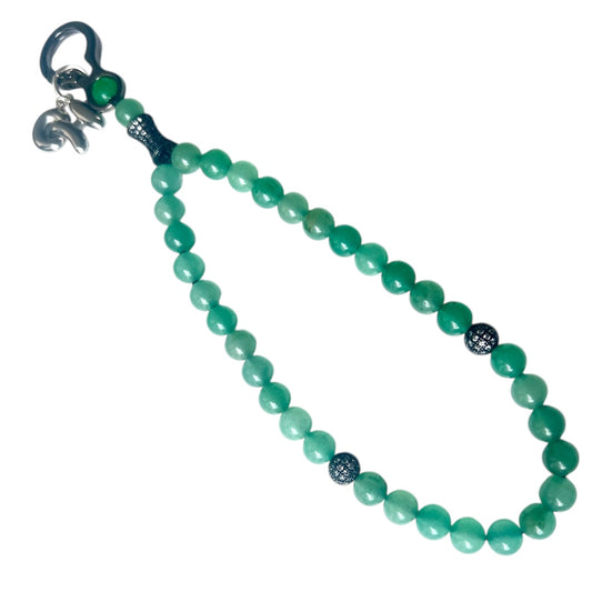 Monogram Green Aventurine 33 Bead Meditation Loop Wristlet