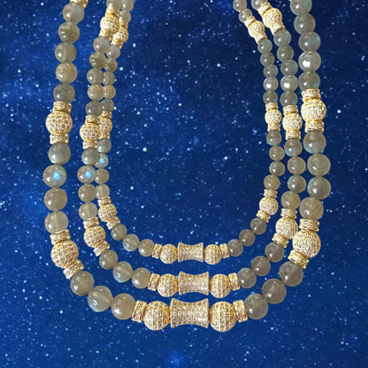 Natural Labradorite 'Echoes' Bead Necklace - Cosmic Splendor Collection