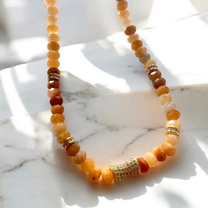Faceted Yellow Jade Bead  Necklace- CORE BLOOM