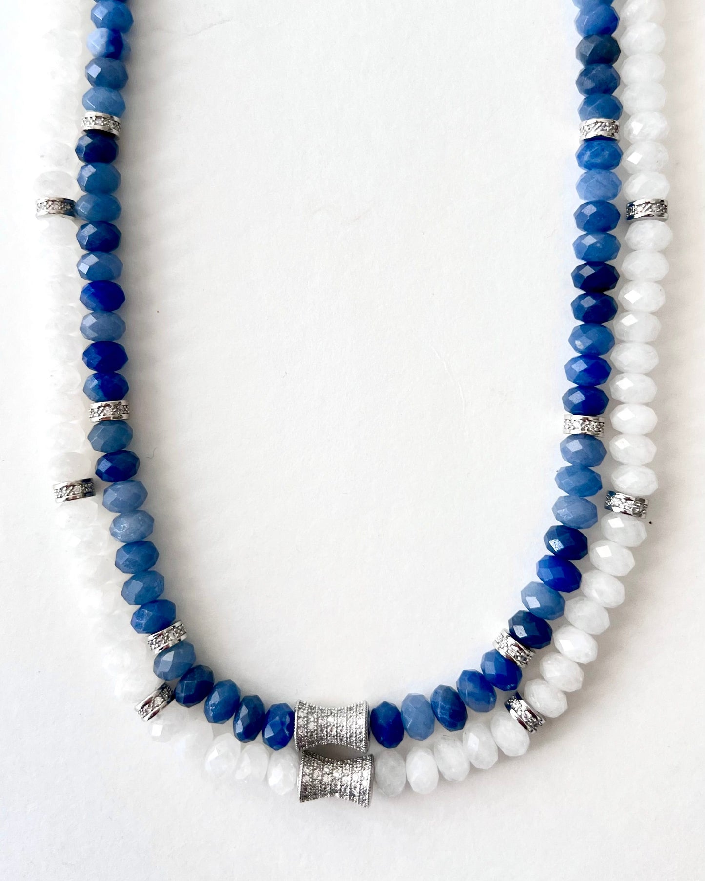 Faceted White Jade Bead  Necklace- CORE BLOOM