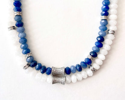 Faceted White Jade Bead  Necklace- CORE BLOOM