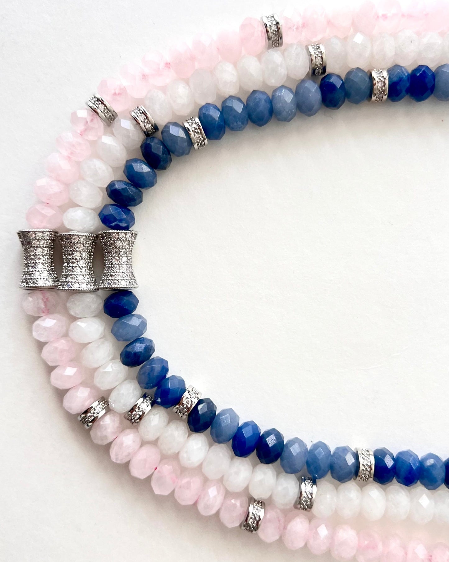 Faceted White Jade Bead  Necklace- CORE BLOOM