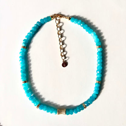Faceted Amazonite Bead  Necklace- LUXE BLOOM
