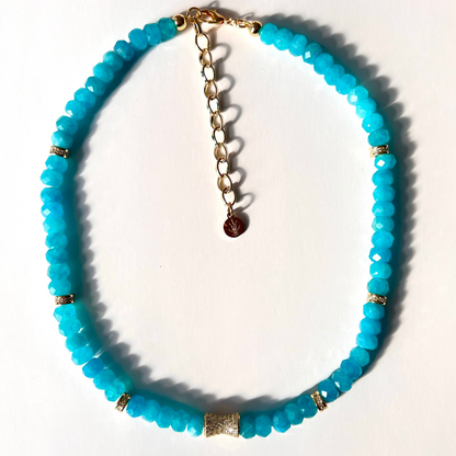 Faceted Amazonite Bead  Necklace- LUXE BLOOM