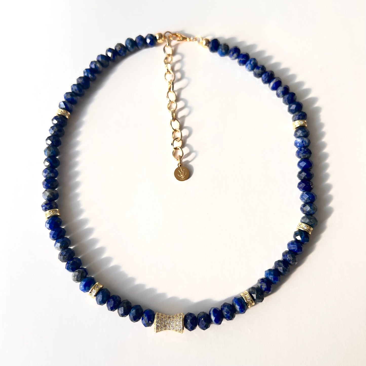 Faceted Lapis Lazuli Bead  Necklace- LUXE BLOOM