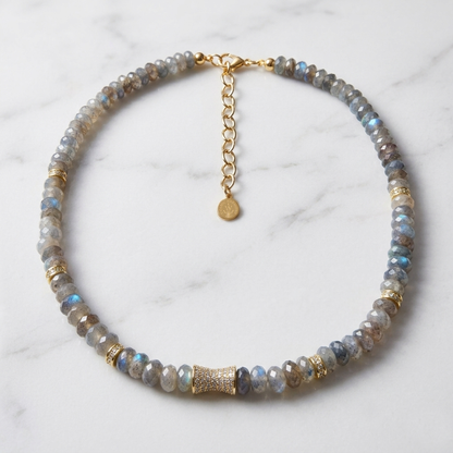 Faceted Labradorite Bead  Necklace- LUXE BLOOM
