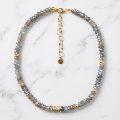 Faceted Labradorite Bead  Necklace- LUXE BLOOM