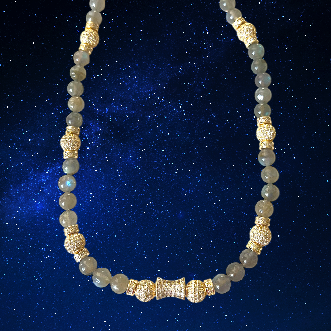 Natural Labradorite 'Echoes' Bead Necklace - Cosmic Splendor Collection