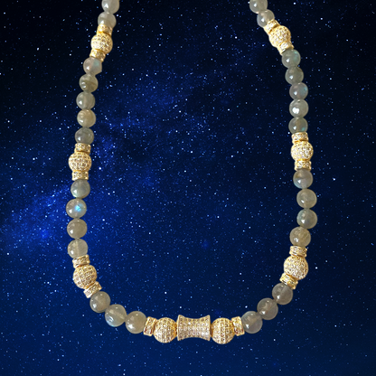 Natural Labradorite 'Echoes' Bead Necklace - Cosmic Splendor Collection