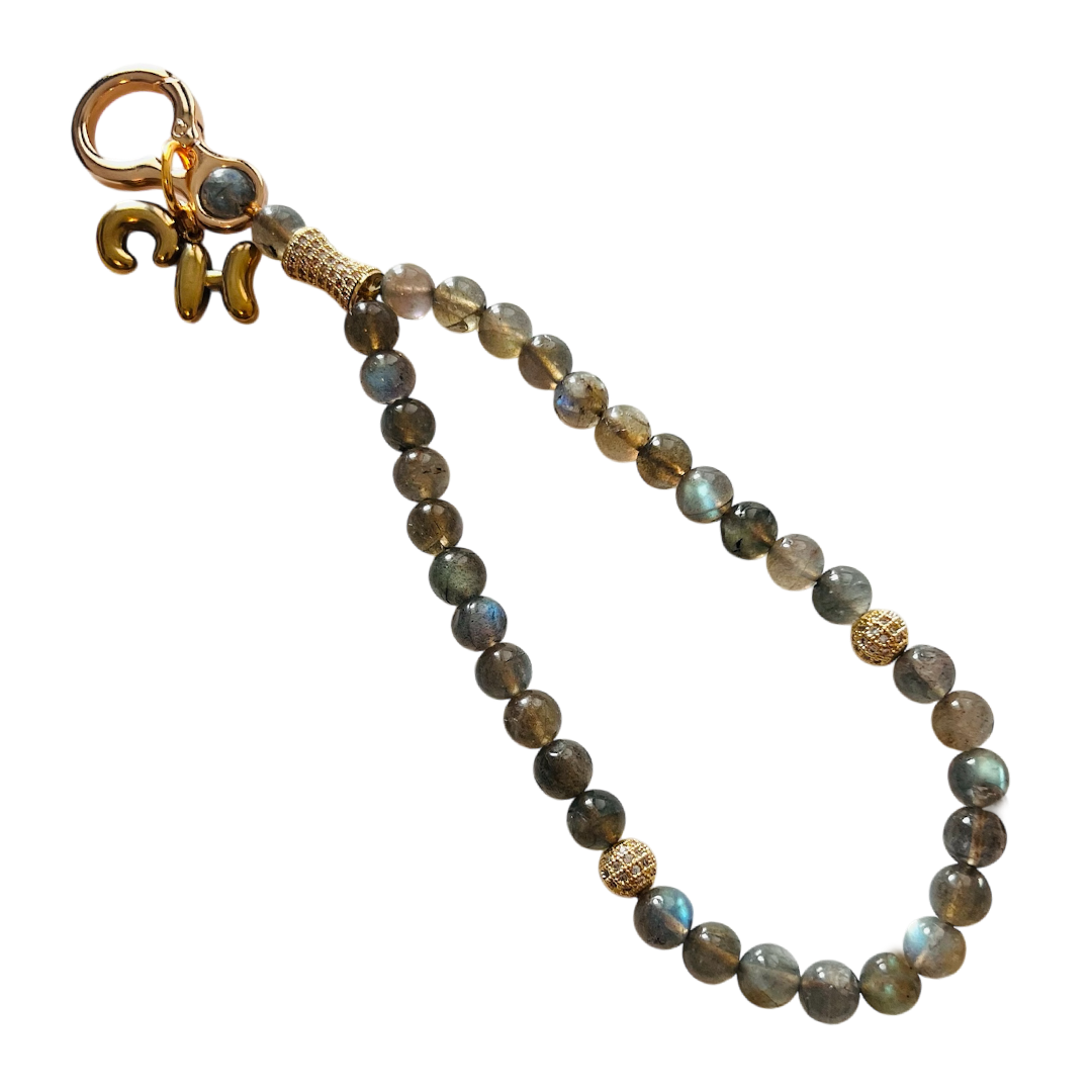 Monogram Labradorite 33 Bead Meditation Loop Wristlet