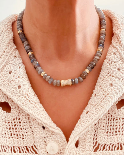 Faceted Labradorite Bead  Necklace- LUXE BLOOM