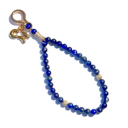 Monogram Lapis Lazuli 33 Bead Meditation Loop Wristlet