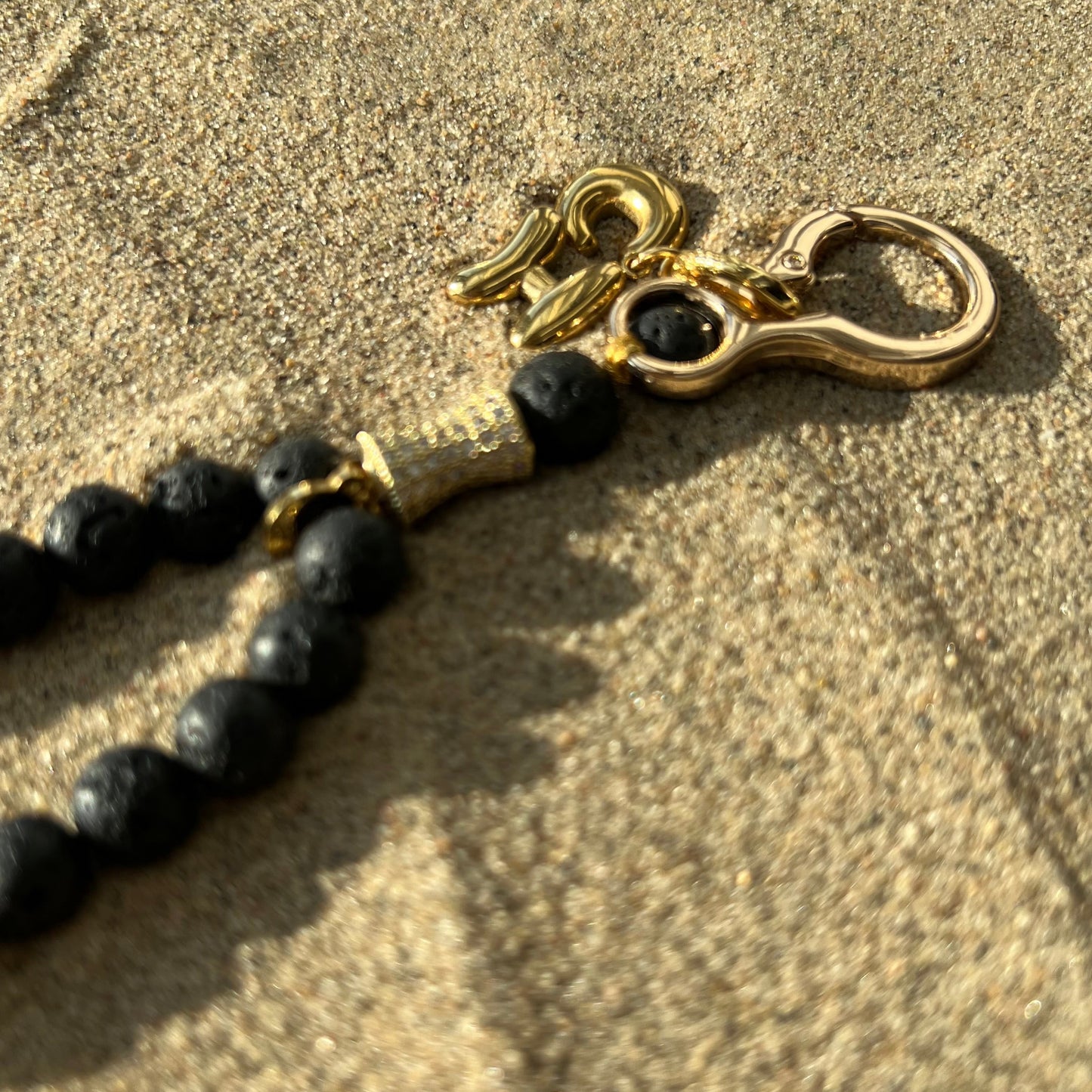 Monogram Black Lava 33 Bead Meditation Loop Wristlet
