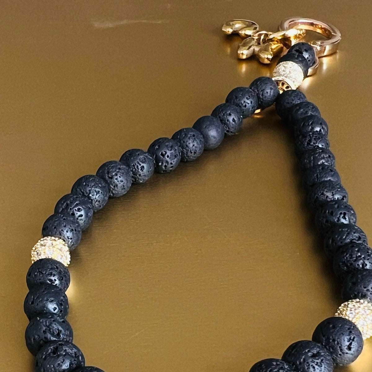Black Lava Monogram 33 Bead Meditation Loop Wristlet