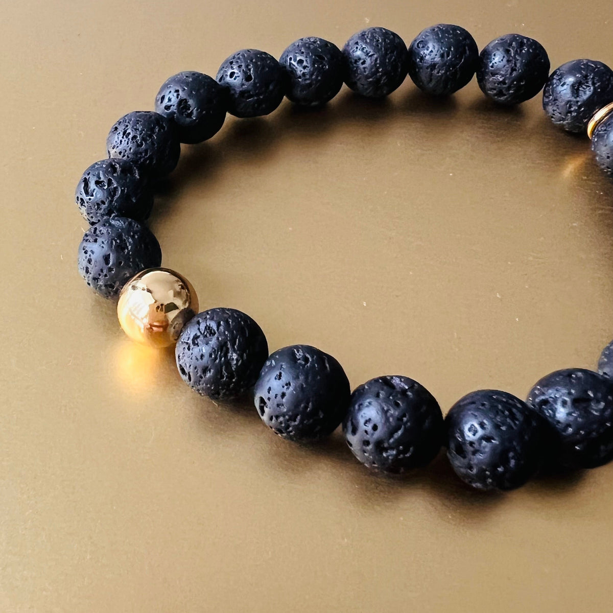Lava  & Gold Bead Sun stretch Bracelet - SUN COLLECTION