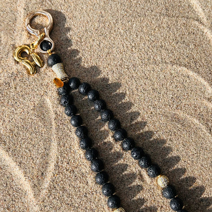 Monogram Black Lava 33 Bead Meditation Loop Wristlet