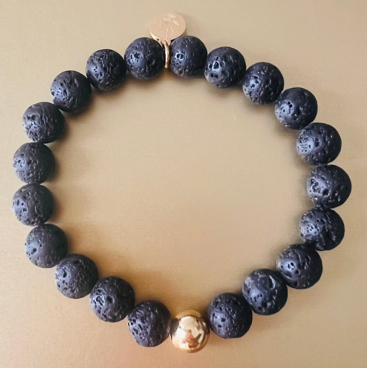 Lava  & Gold Bead Sun stretch Bracelet - SUN COLLECTION