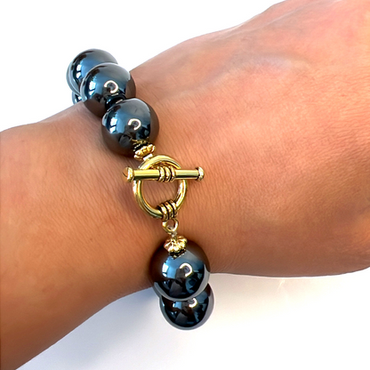 large Hematite bead Bracelet