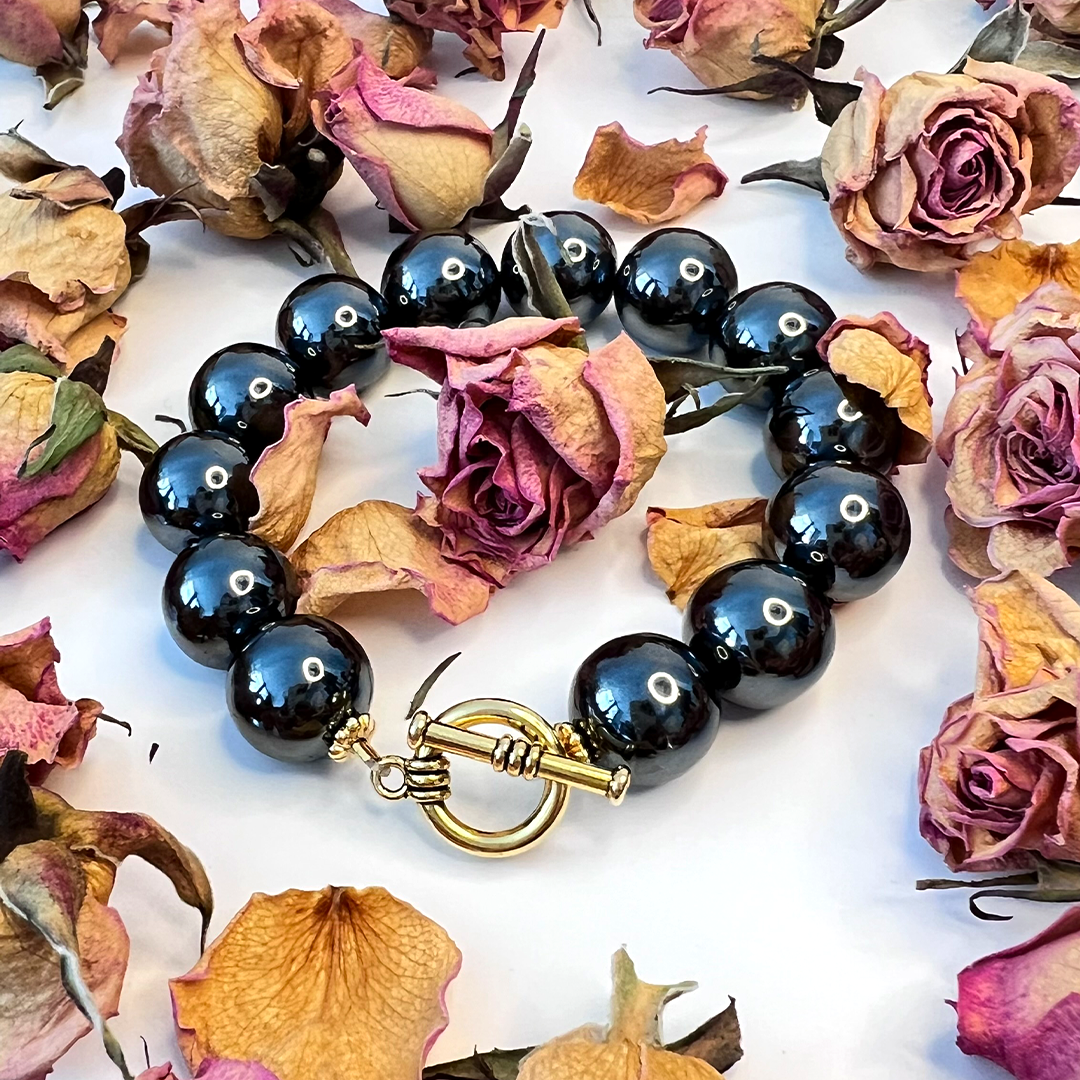 large Hematite bead Bracelet