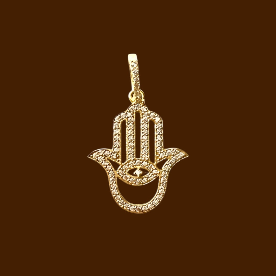 Ancient LARGE Gold Hamsa Hand Charm - Protection