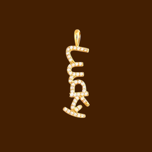 Lucky Me Pave Letter Charm - Positivity