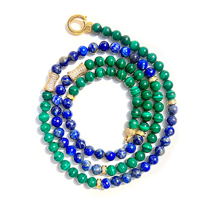 MULTIWAY Natural Malachite & Lapis Lazuli  Mindfulness 99 Bead Necklace