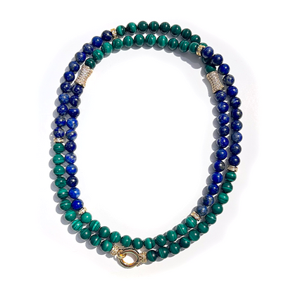 MULTIWAY Natural Malachite & Lapis Lazuli  Mindfulness 99 Bead Necklace